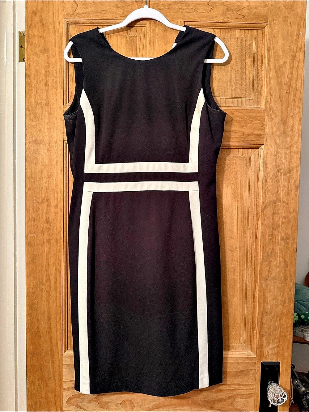 Calvin Klein Color Block Midi Dress in Black & White